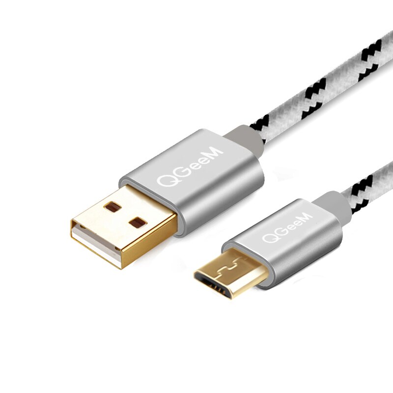 QGeeM Micro USB Cable USB Data Cable for Samsung Xiaomi hua wei Tablet Android USB Charging Cord 1m 2m Micro usb: silver / 2m