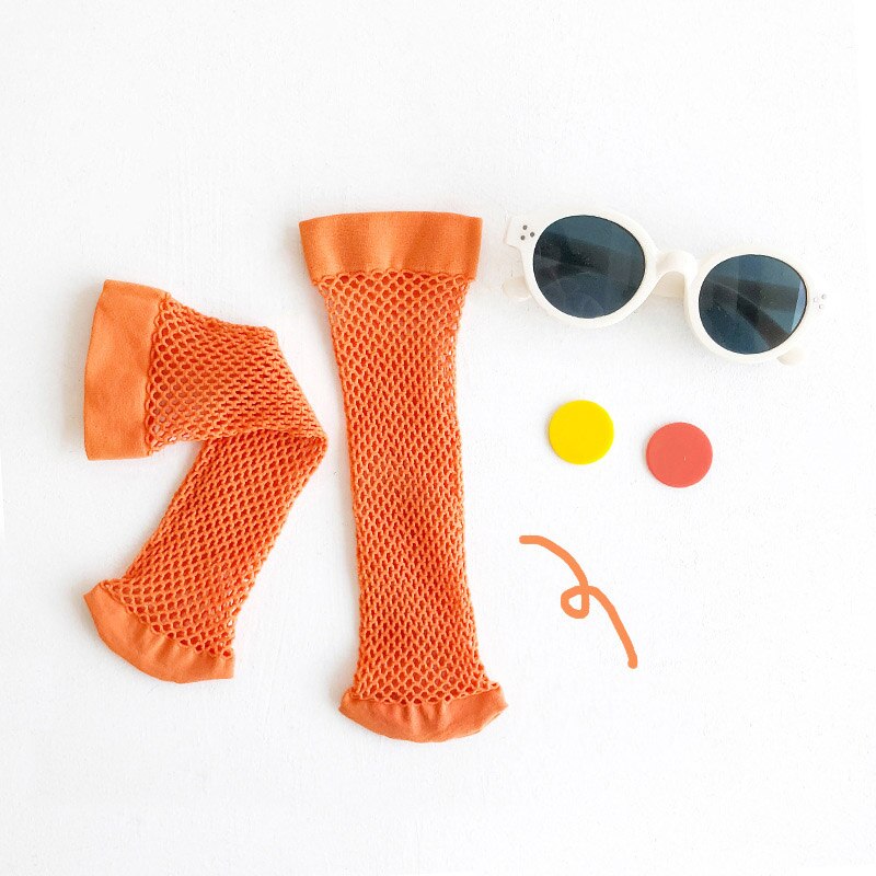 Zachte Elastische Baby Sokken Peuter Kids Kniekousen Voor Meisjes Jongens Zomer Mesh Sokken Nylon Effen Kleur Kinderen Lange sokken 0-5Y: orange