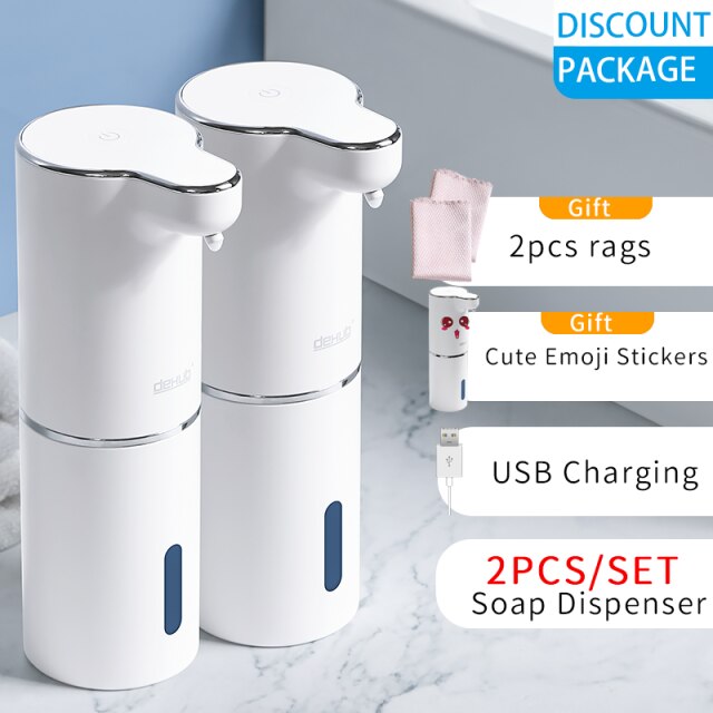 Multifunctional Bathroom Soap Dispenser Intelligent Sensing Foam Soap Dispenser USB Charger Hand Sanitizer: 2pcs Sets1