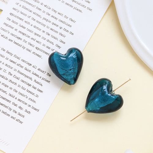 5 stk. 20*20mm retro farvede glasperler med lige hul, hjerteformede perler, gør-det-selv-smykker, halskæde, armbånd, øreringe, tilbehør: Guld