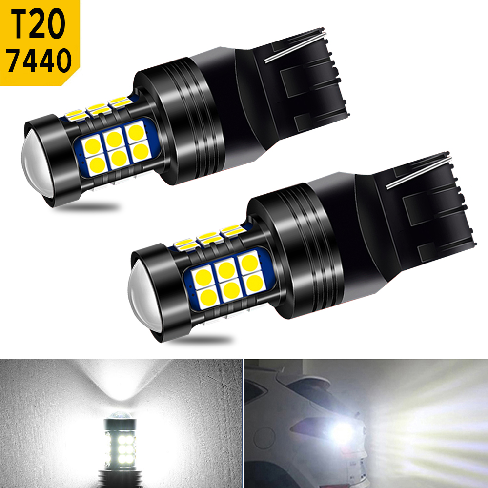 2 uds P21W BA15S 1156 T15 W16W 912 921 T20 W21W 7440 WY21W 7440NA luz Led de marcha atrás para coche lámpara de respaldo DRL bombilla de freno trasero 12v: Naranja