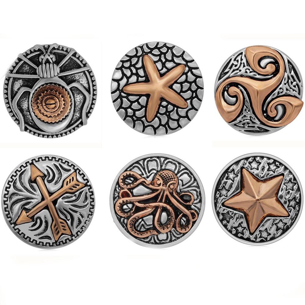 10 Stks/partij Mode Drukknoop 5 Ontwerpen Oem, odm 18-20Mm Snaps Sieraden Fit Snap Armbanden Ketting Snap Accessoire