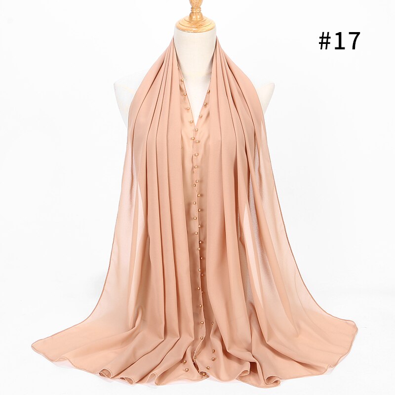 Parel Sjaal Big Size Solider Kleur Bubble Chiffon Sjaal Effen Sjaals Hijab Moslim Sjaal: 17
