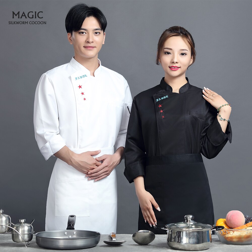 neue atmungs unisex lässig Koch jacke stickerei küche Gastronomie Restaurant Service arbeits Uniform