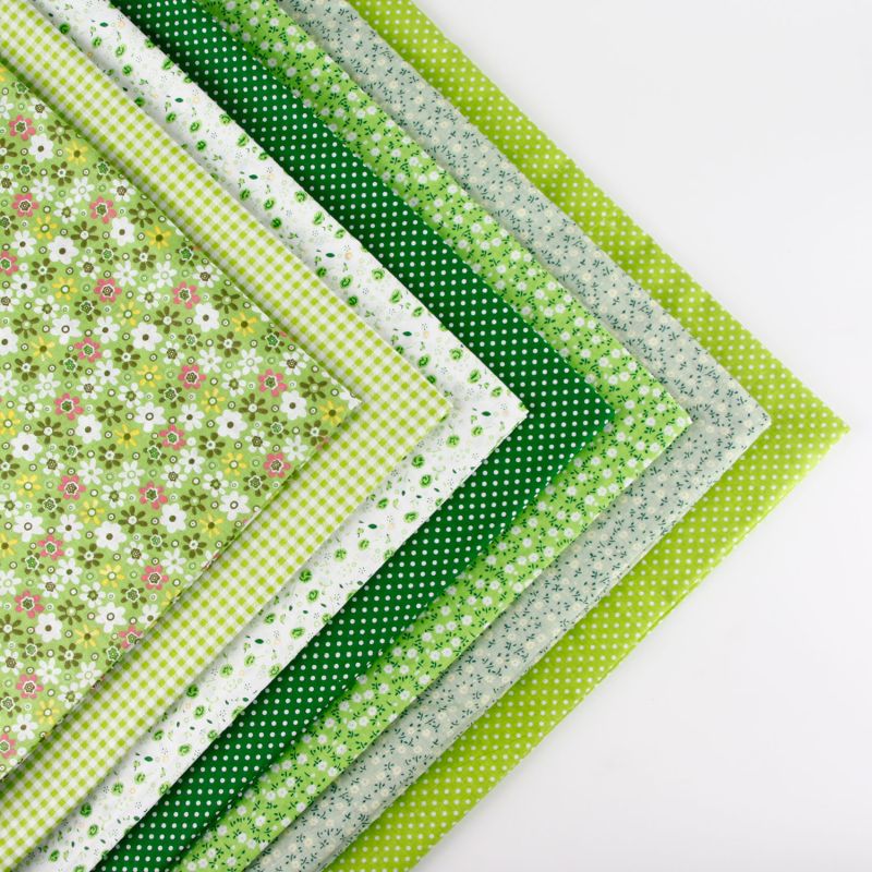8 stil klud 50 cm x 50 cm print bomuldsstof bundt diy håndlavede quilt patchwork stoffer: 7 stk et parti grønt