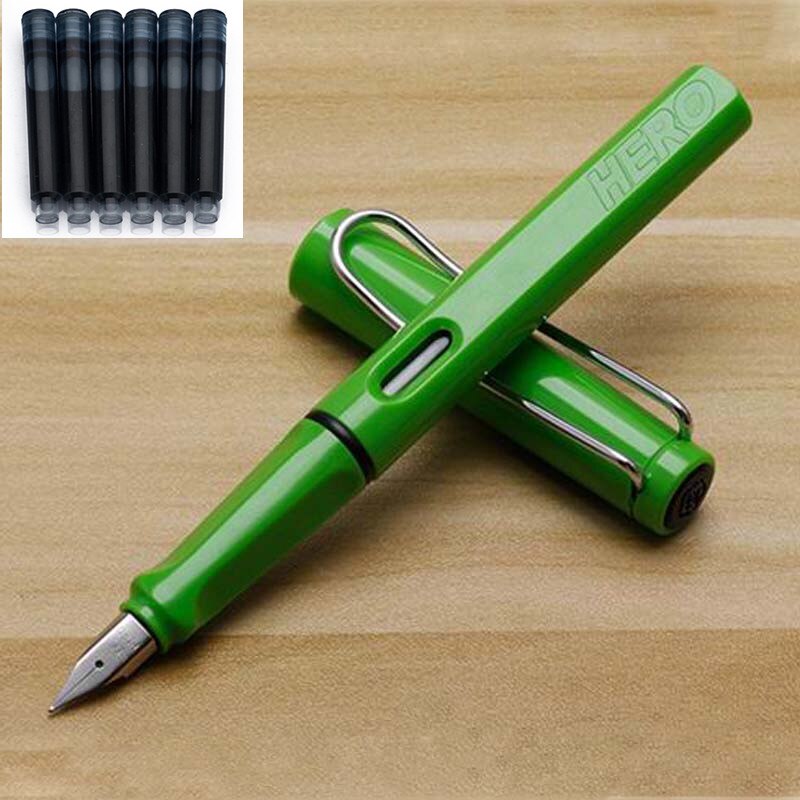 1Pc Hero 359 Klassieke Vulpen Originele Authentieke Plastic Kleur Transparant Ef Briefpapier Kantoor Schoolbenodigdheden Schrijven: green