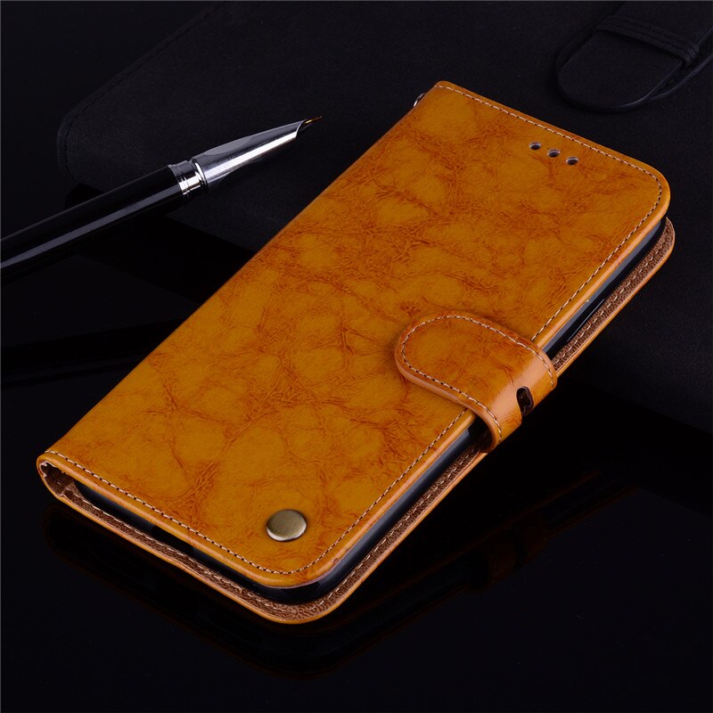 Luxury Leather Wallet Case For Huawei Honor 7X Flip Case For Huawei Honor 7 X 7x Card Holder Case for honor 7x Phone Bag Coque: Yellow
