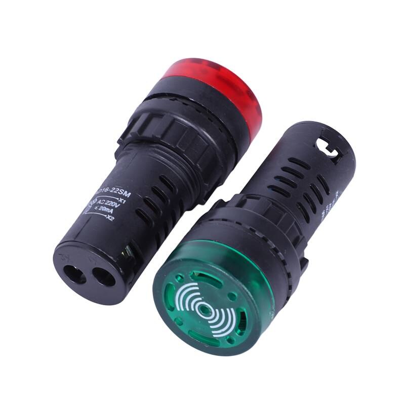 2 Pcs Red Green LED Buzzer Beep Indicator Light 22mm AC 220V AD16-22SM