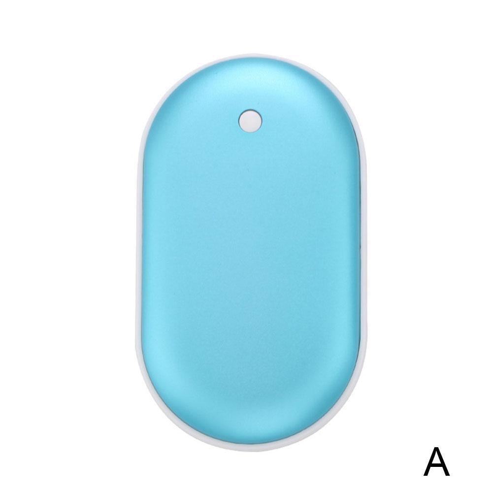 5000mAh USB Rechargeable Electric Hand Warmer Winter Mini Heating Pocket Double-Side 1 2 Power Bank Long-Life In 5V P8C6: blue