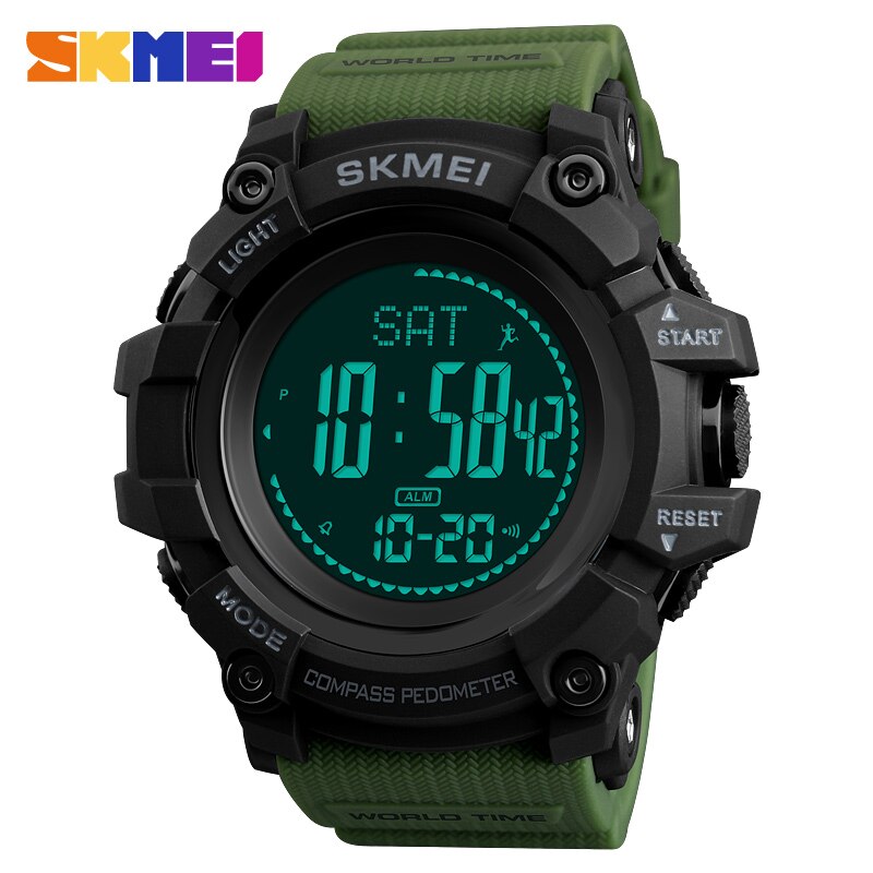Hommes sport montres heures podomètre Calories montre numérique hommes altimètre baromètre boussole thermomètre météo Relojes SKMEI: Green