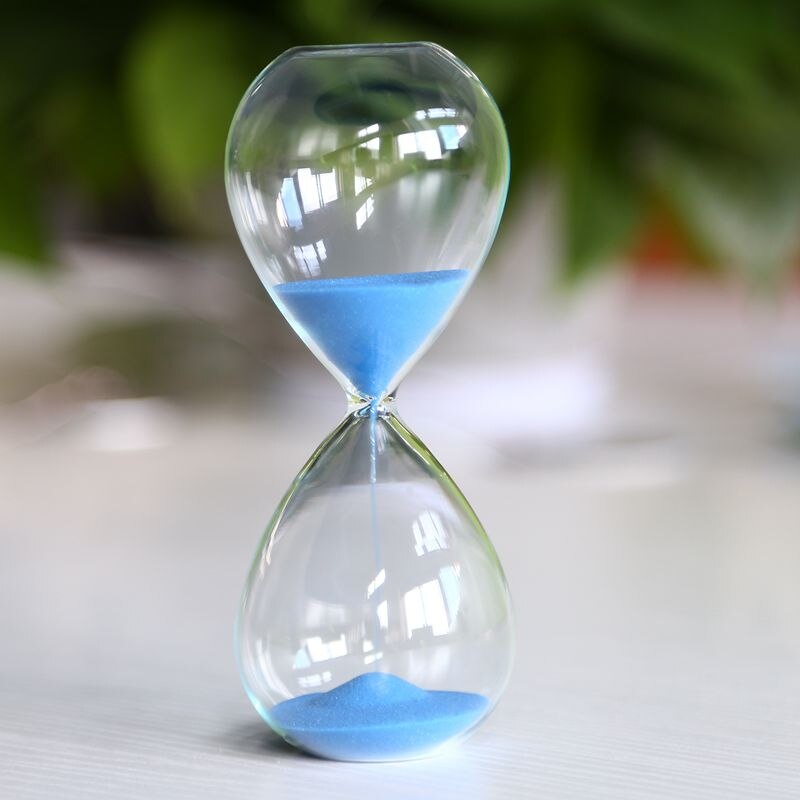 Large Blue Sand Glass Sandglass Hourglass Timer Clear Smooth Glass Measures Home Desk Decor Xmas Birthday (Blue,