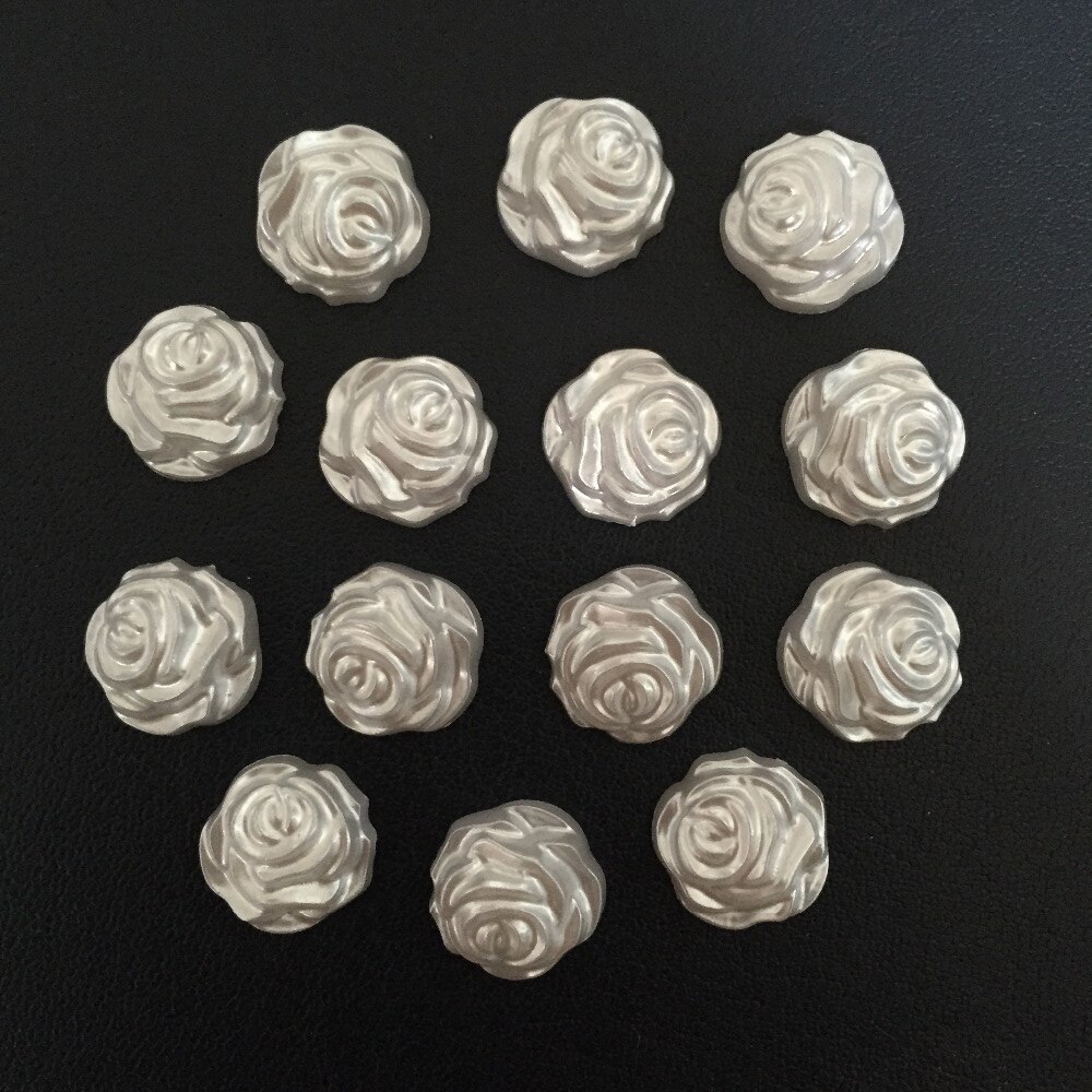 30 stks 12mm wit plastic Rose flower Bead plaksteen Plakboek/Ambachtelijke Plaksteen Kralen DIY bruiloft decoratie B082