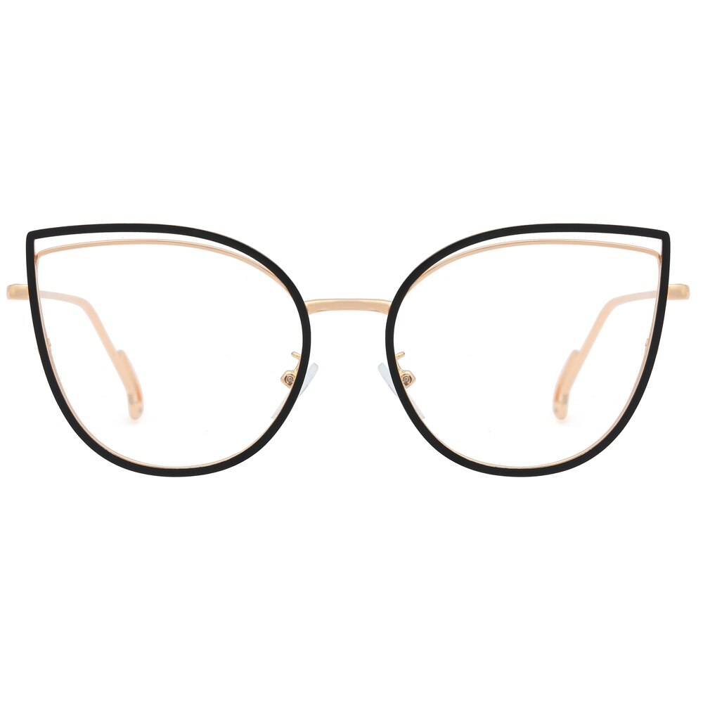 Peekaboo-gafas con filtro de luz azul para mujer, a la lentes transparentes, montura de gafas de ojos de gato ópticas metálicas, montura dorada, color blanco