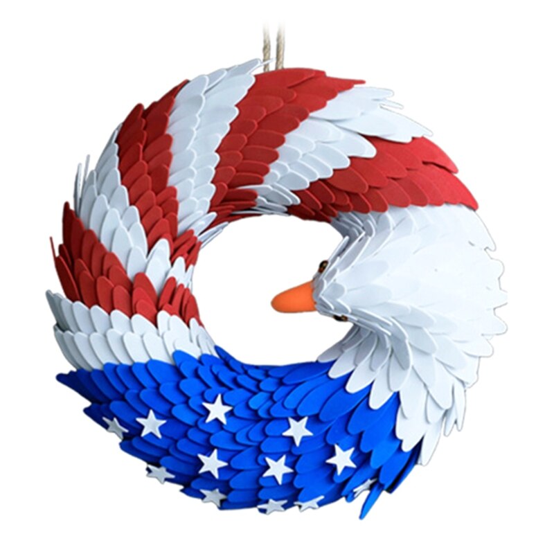 Guirnalda del Día de la independencia, decoración de la puerta delantera del águila azul, roja y blanca, para el Día de los patrióticos, de julio del 4, H051: M