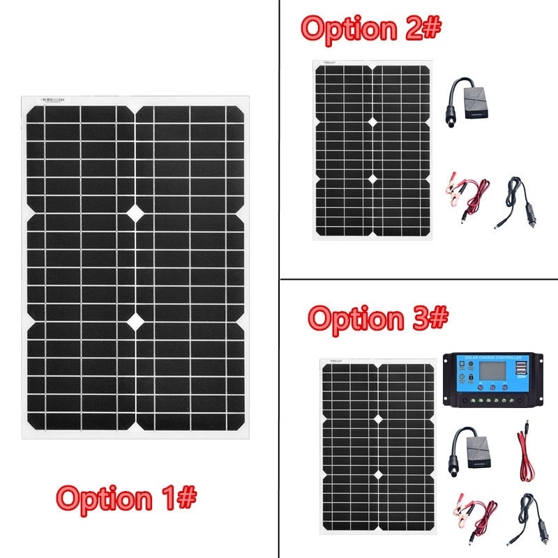 20w Solar Panel Flexible With 10A 12v 24v Controller Car Charger For RV Car Boat LCD Display Powebank camping hiking car boat