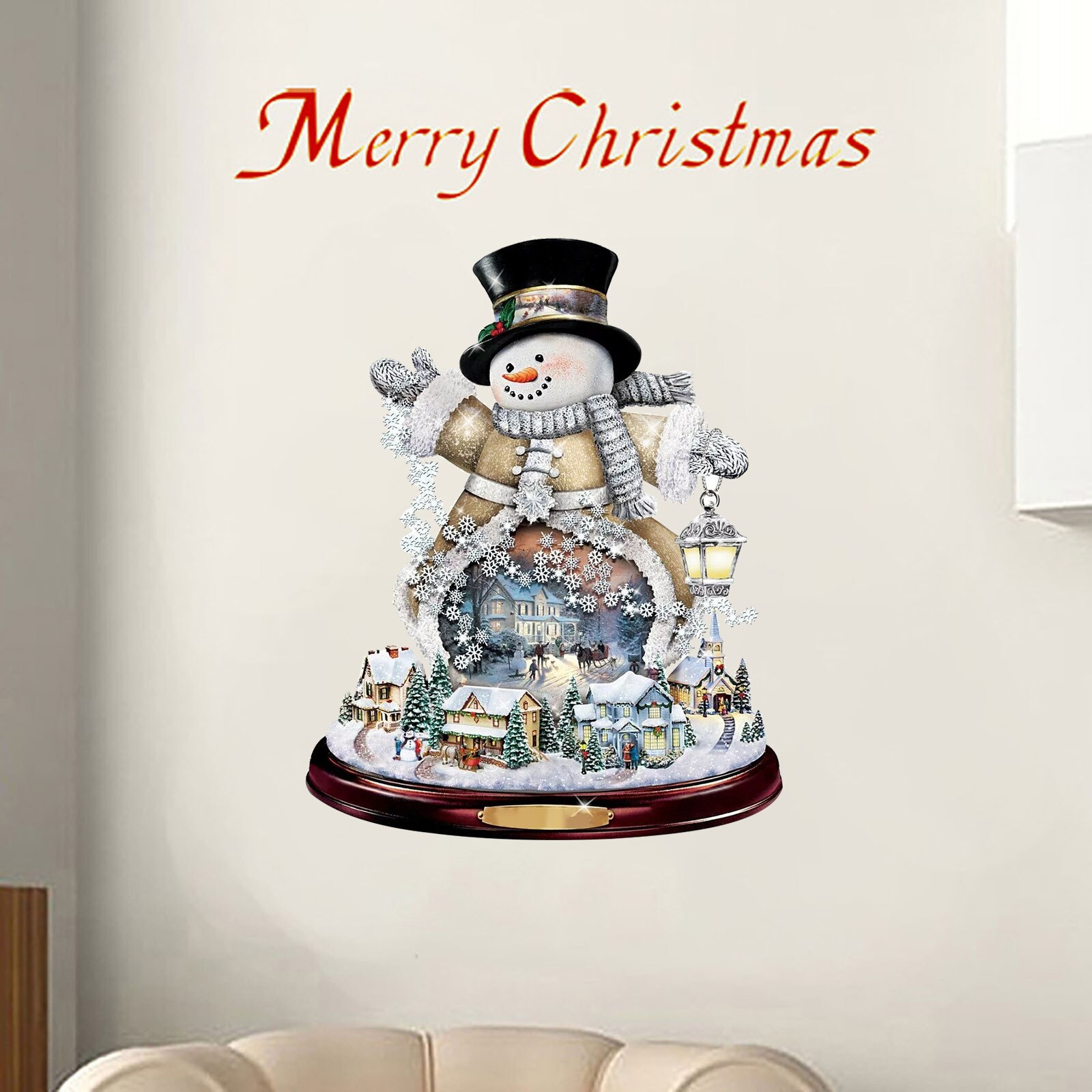 Christmas Village Wreath Decorations Paste Window Paste Stickers Party Year Window Decoration Новогодние Украшения: U