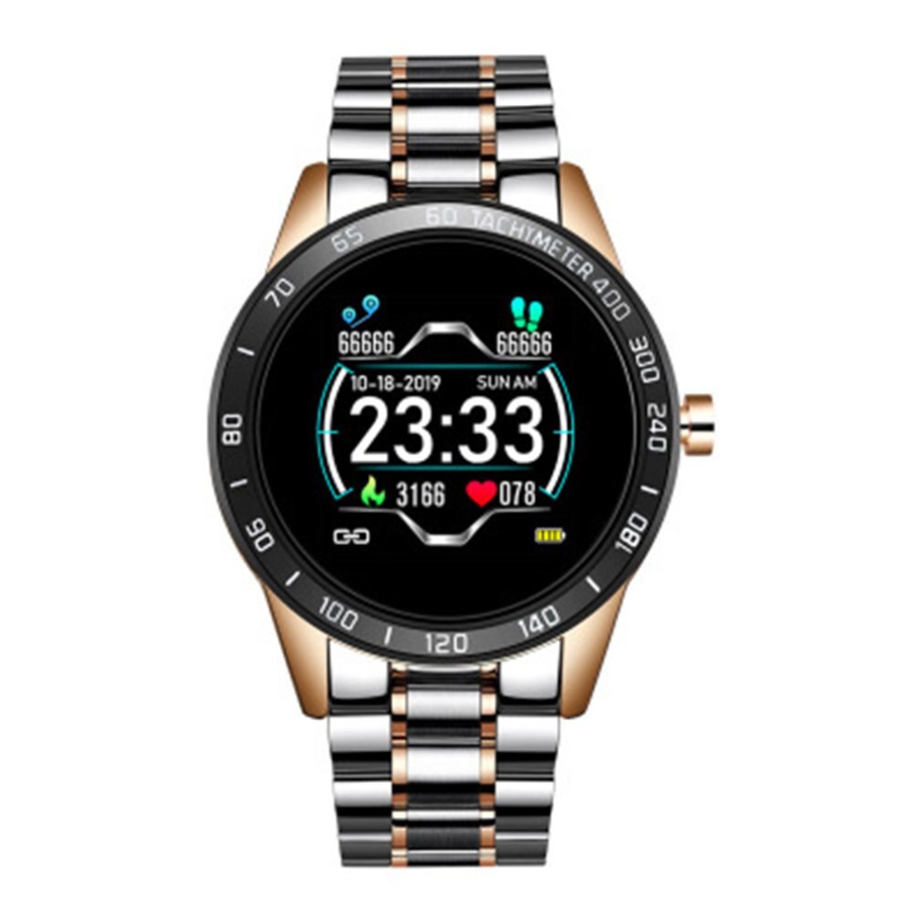 Steel Belt Multifunctional Smart Watch Information Reminder Multiple Sports Modles Smart Watch One-Click Detection: gold