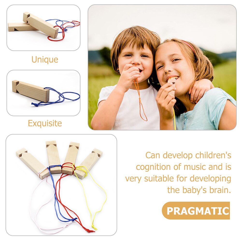 3Pcs Natuurlijke Houten Fluitjes Diy Trein Fluitje Kids Muziekinstrument
