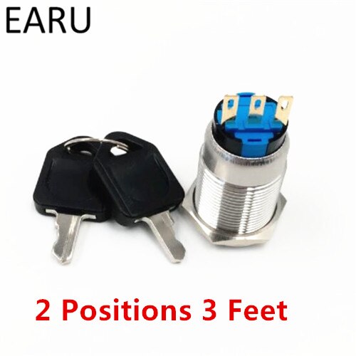 19mm 22mm Stainless Steel Waterproof Knob Lock Key Switch 5A AC250V 2 3 Positions Rotary Changeover Switch ON OFF Power Switch