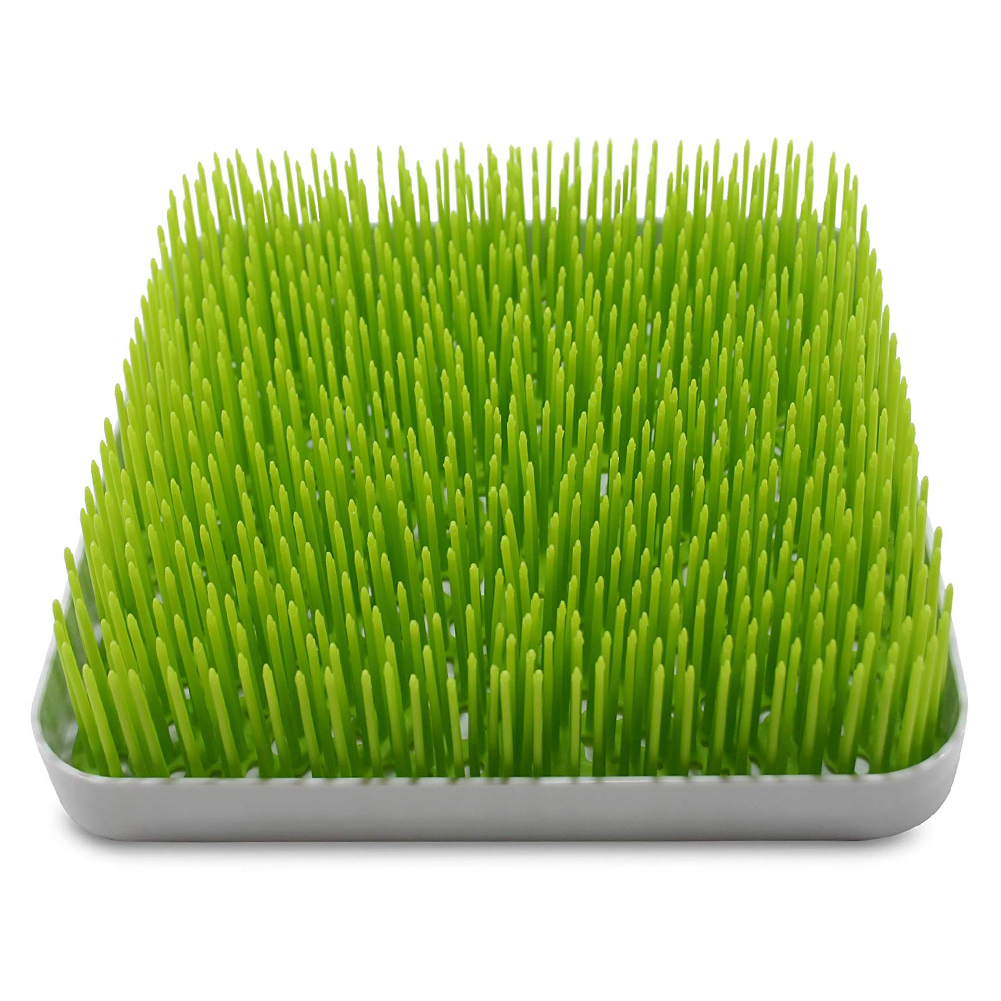 Estante de secado para encimera de biberones, escurridor para botellas infantiles, platos, contenedor de césped de imitación