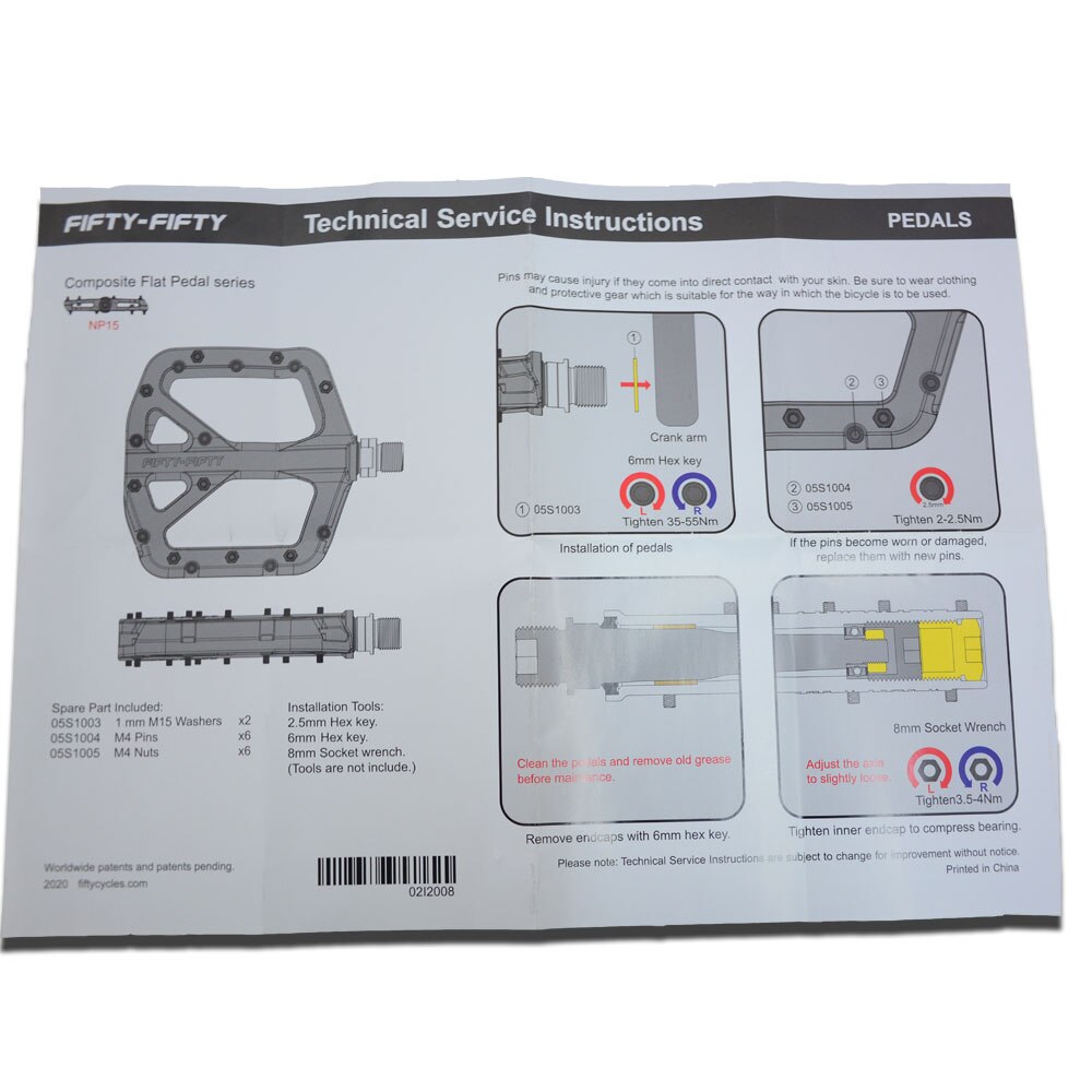 FIFTY-FIFTY Mountain Bike Pedal MTB Bicycle Flat Pedal non-slip nylon ultra light flat pedals