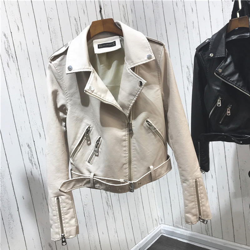 Silver Leather Jacket Women Metallic Motorcycle Short Jackets Lapel Zipper Biker Coat Soft Ladies Punk Streetwear