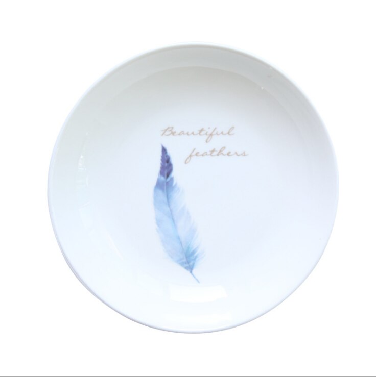 de plumas de platos domésticos estilo minimalista nórdico plato redondo suministros de cocina casera: 2