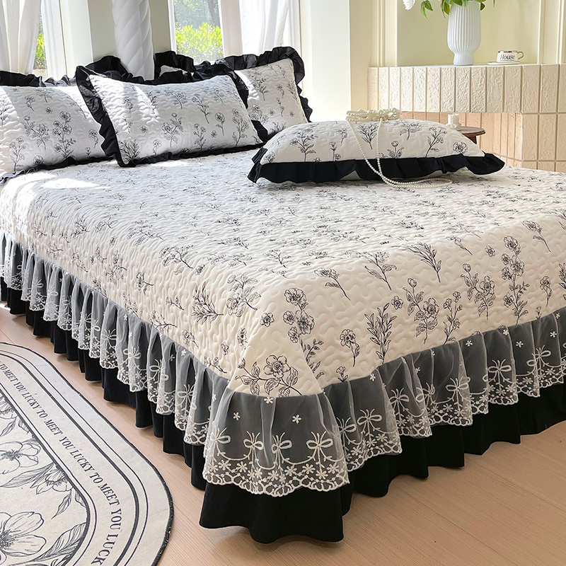 1pc Gewatteerde Sprei voor Bedden Dikke Deken met Kant Single/Queen/Kingsize Bloem Gedrukt Gewatteerde Bed cover Zachte Spreien