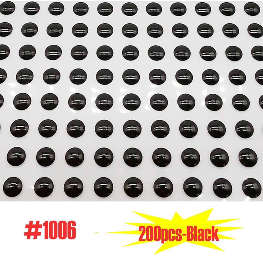 Jerry pêche leurre yeux 200 pièces lazer 3D dur appât matériel accessoire: 200pcs Black / 5mm