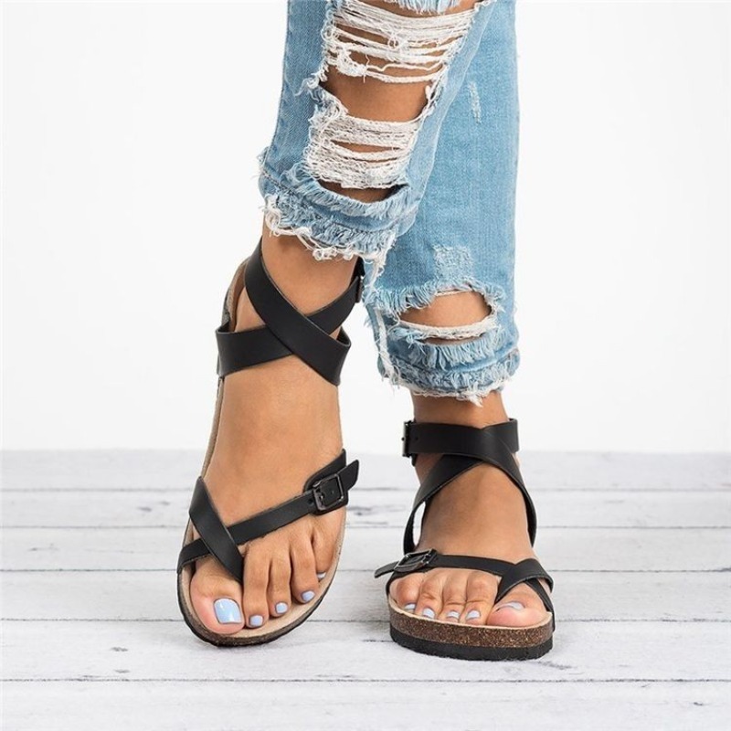 Vrouwen Sandalen Zomer Slippers Mode Rome Schoenen Vrouwen Klassiekers Platform Wiggen Hak Dames Enkelband Gladiator Sandalias: Black / 42