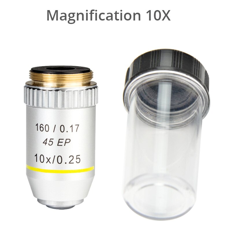 Semi-plan Achromatic Objective Lens 195 mm Conjugate Distance 4X/10X/20X/40X/60X/100X for Biological Microscope 160/0.17 45EP: 10X