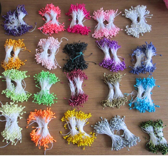 PATIKIL 3 mm dubbele hoofden bloem meeldraden, 150 stuks kunstmatige bloem meeldraden pistil mat parel bloemen meeldraden voor doe-het-zelf kerstkaart bruiloft decoratie, wit