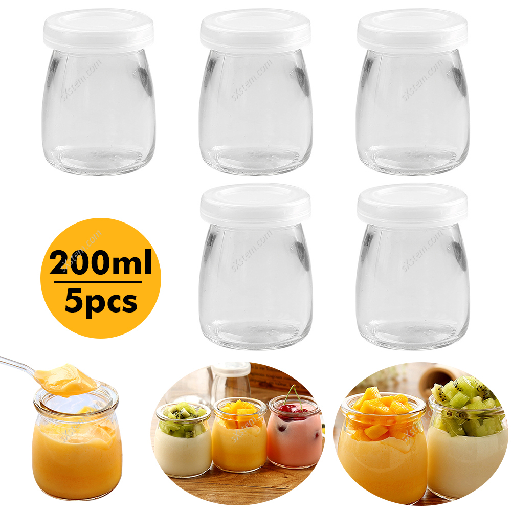 5 Stuks 100Ml/200Ml Lege Fles Mini Yoghurt Pudding Glazen Pot Melk Jelly Bakblik Voedsel Opslag container