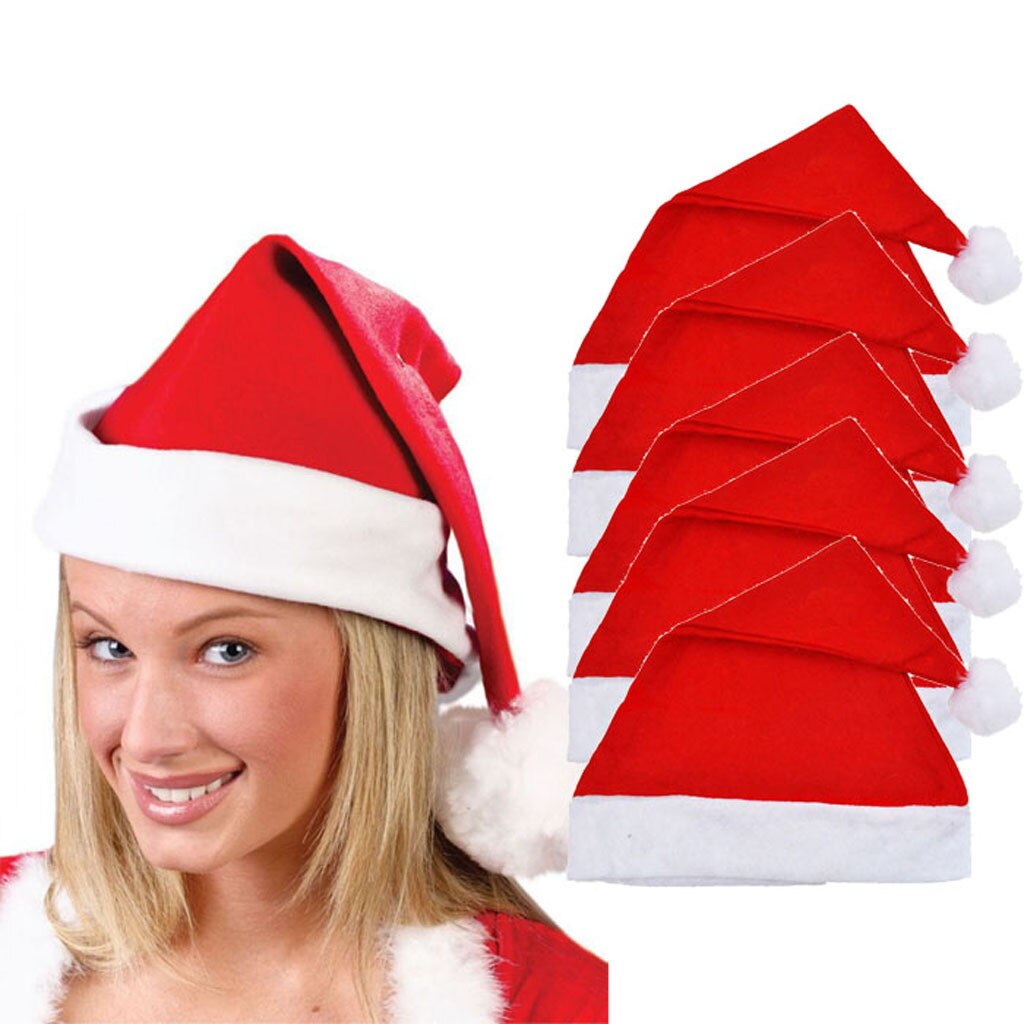 Sagace Hoeden Winter 5Pcs Volwassen Unisex Xmas Red Cap Santa Hoed Voor Kerst Festival Party Caps Vrolijk Kerstfeest: Default Title