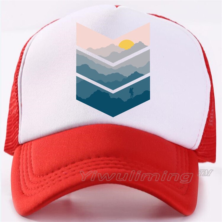 Newsummer trucker kepsar geometrisk solnedgång strand cool sommar svart vuxen cool baseball mesh nät trucker kepsar hatt för män justerbar: 4