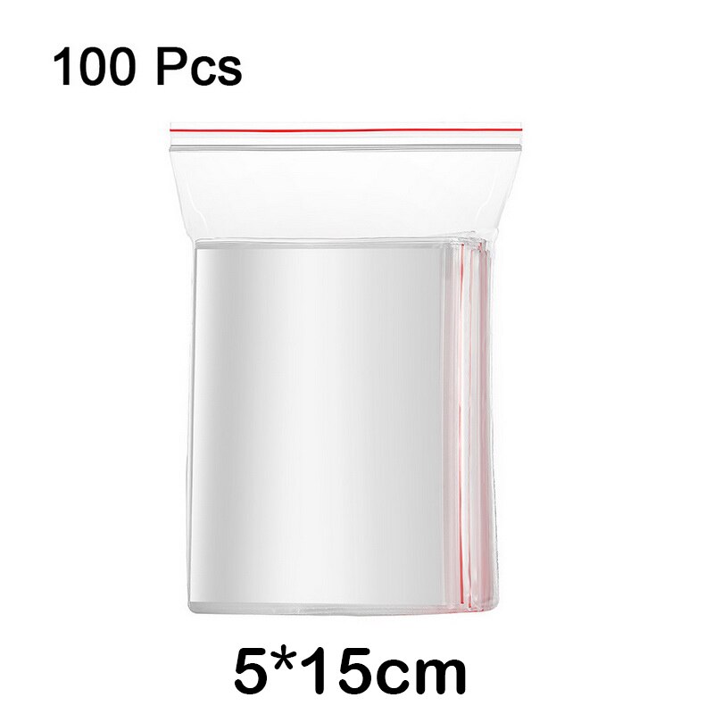 100pcs/pack Resealable Zip Lock Bags Self Seal Clear Plastic Poly Bag Food Storage Package Reclosable Vacuum Fresh Bag