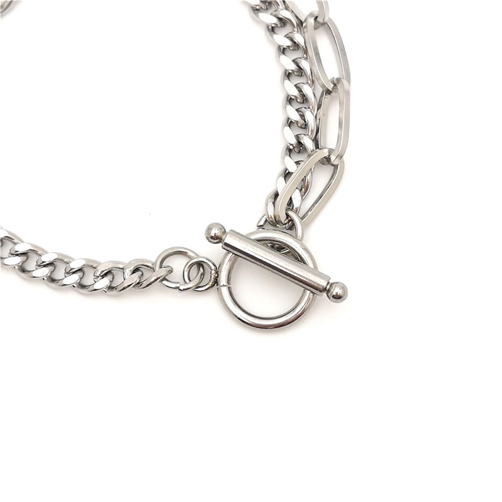 1 Piece Stainless Steel Link Curb Chain And Curb Chain Findings Bracelets Silver Color Oval