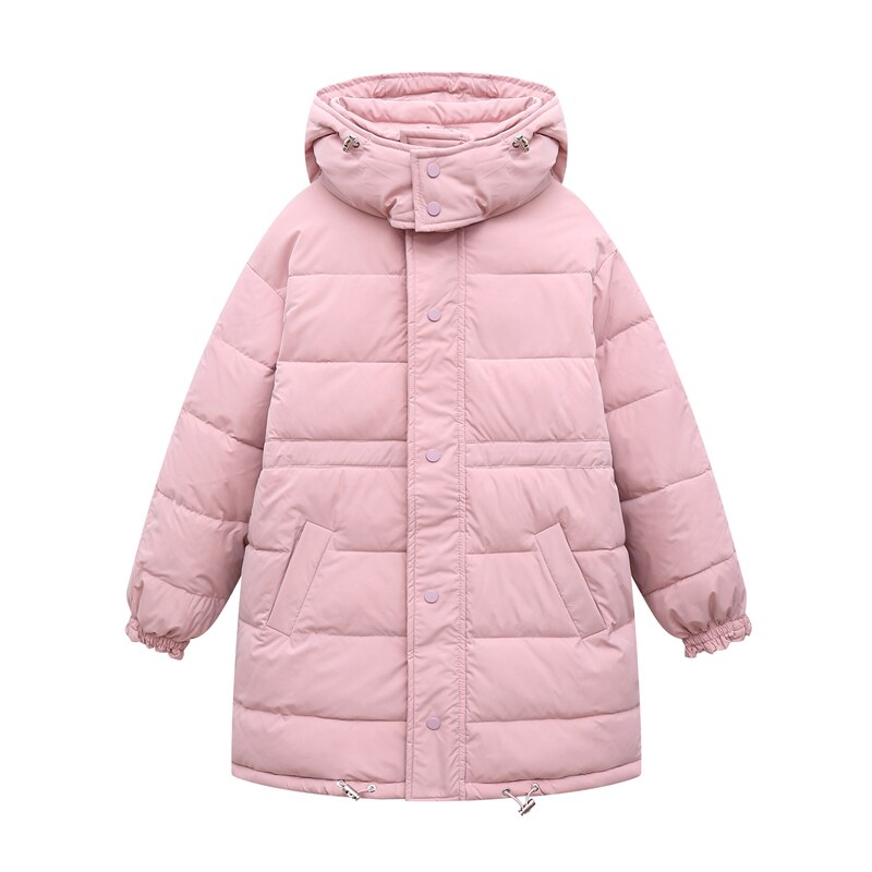 Lang hætte parka oversize frakke vinterjakke kvinder afslappet solid tyk varm parka kvindelig kontor dame