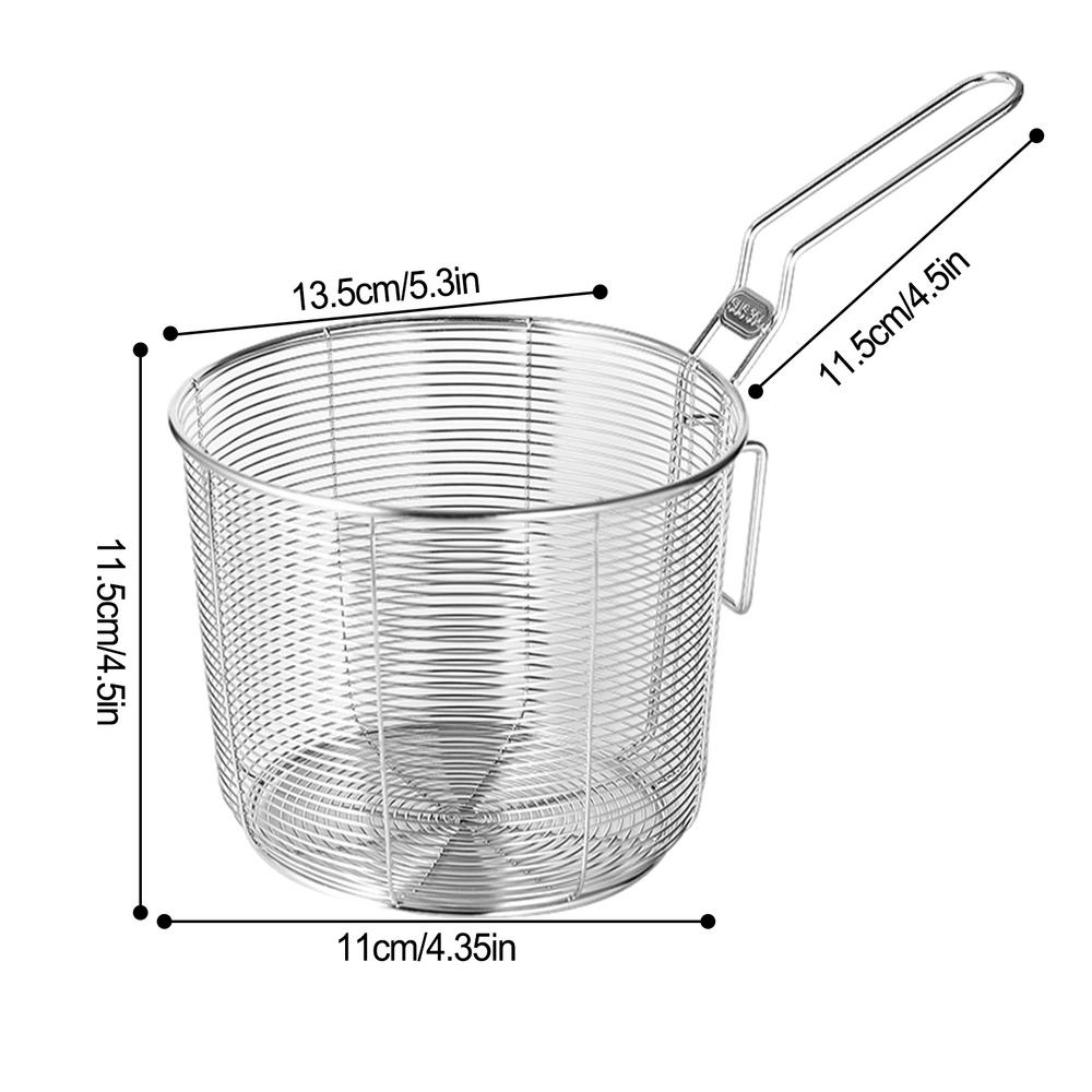 Basket Fry Frying Strainer Baskets Steel French Stainless Chip Fries Food Round Fryer Wire Mesh Deep Fried For Spoon Serving: Blue