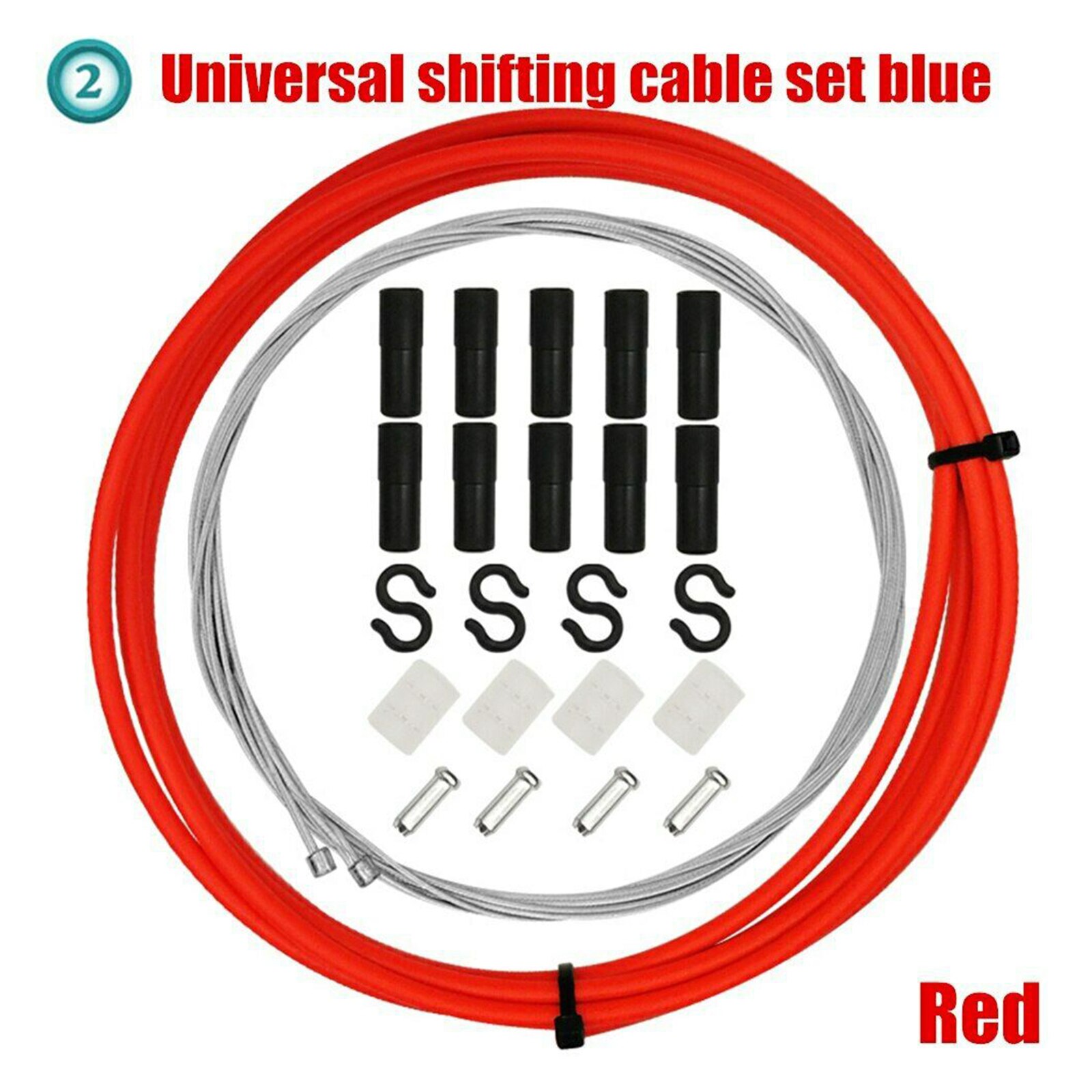 Universal Bicycle Brake & Shift Derailleur Cable (Housing & Cables) Complete Set: Red