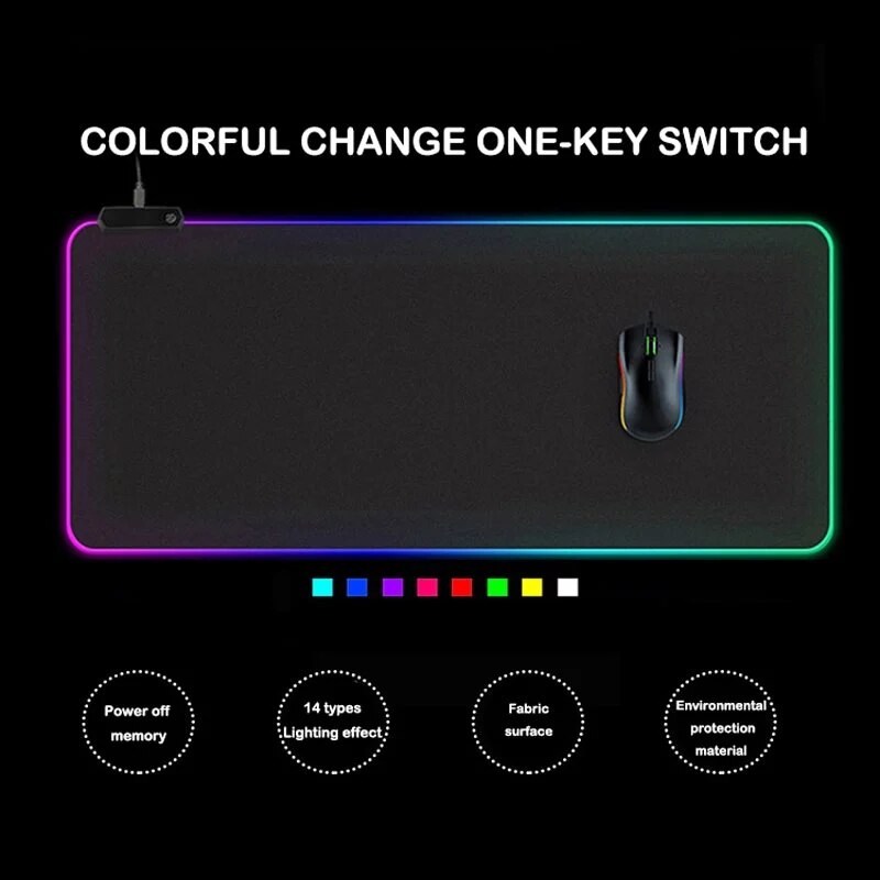 Yhsmtg Led Light Gaming Muismat Rgb Grote Toetsenbord Cover Non-Slip Rubberen Basis Computer Tapijt Bureau Mat Pc spel Muismat