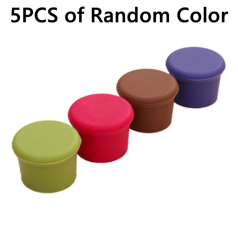 Silicone Wine Bottle Caps Stopper Leak Free Wine Bottle Cap Fresh Keeping Sealers Beer Beverage Closures Bar Accessories: 5PCS