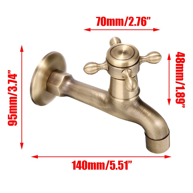 Wall Mounted Brass Taps Antique Wall Mounted Brass Kitchen Bathroom Washing Machine Single Faucet Taps Durable And Solid