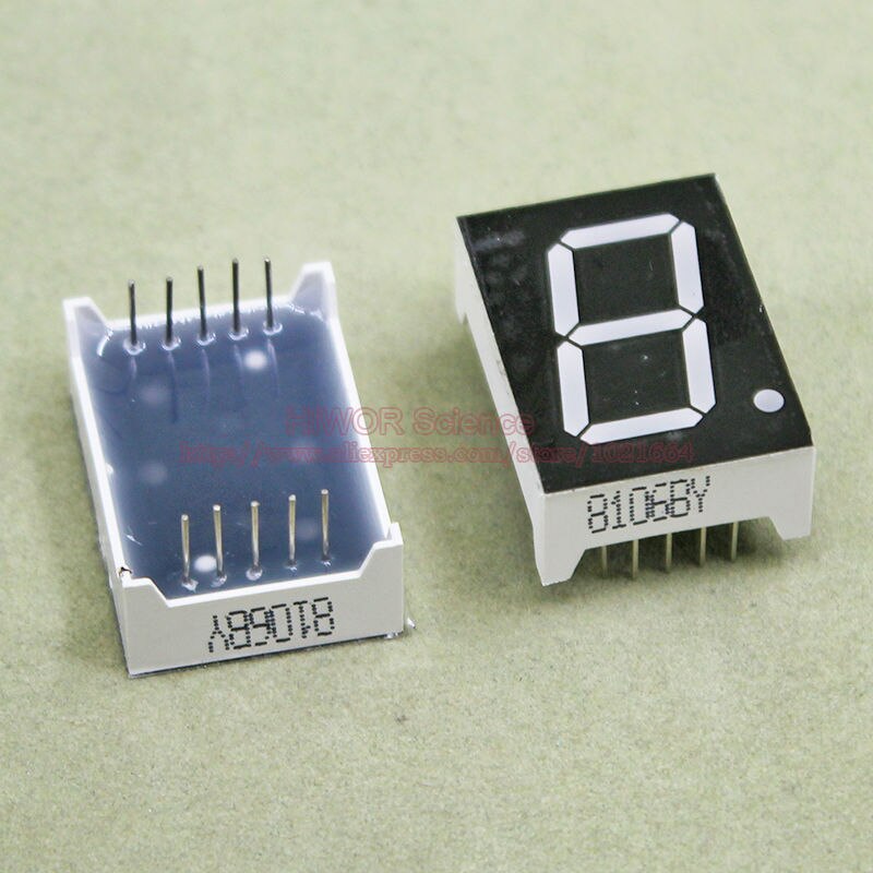 100pcs 10 Pins 8011BY 8011AY 0.8 Inch 1 Bit Digit 7 Segment Yellow LED Display Share Common Anode Cathode Digital Display