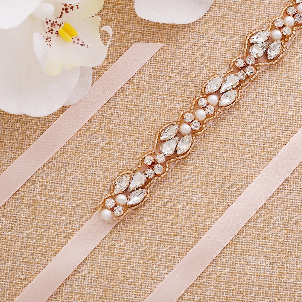 Sesthfar pearls bröllopsbälte strass brudbälte roséguld kristall bröllopsbälte för brudtärna klänning
