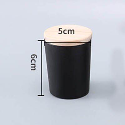 Transparente Glas Kerze Tasse mit Holz Deckel matt schwarz Wachs Container Kerzenhalter Heimat Dekor Aromatherapie, der DIY Kerzen Gläser: matt Schwarz 5x6cm