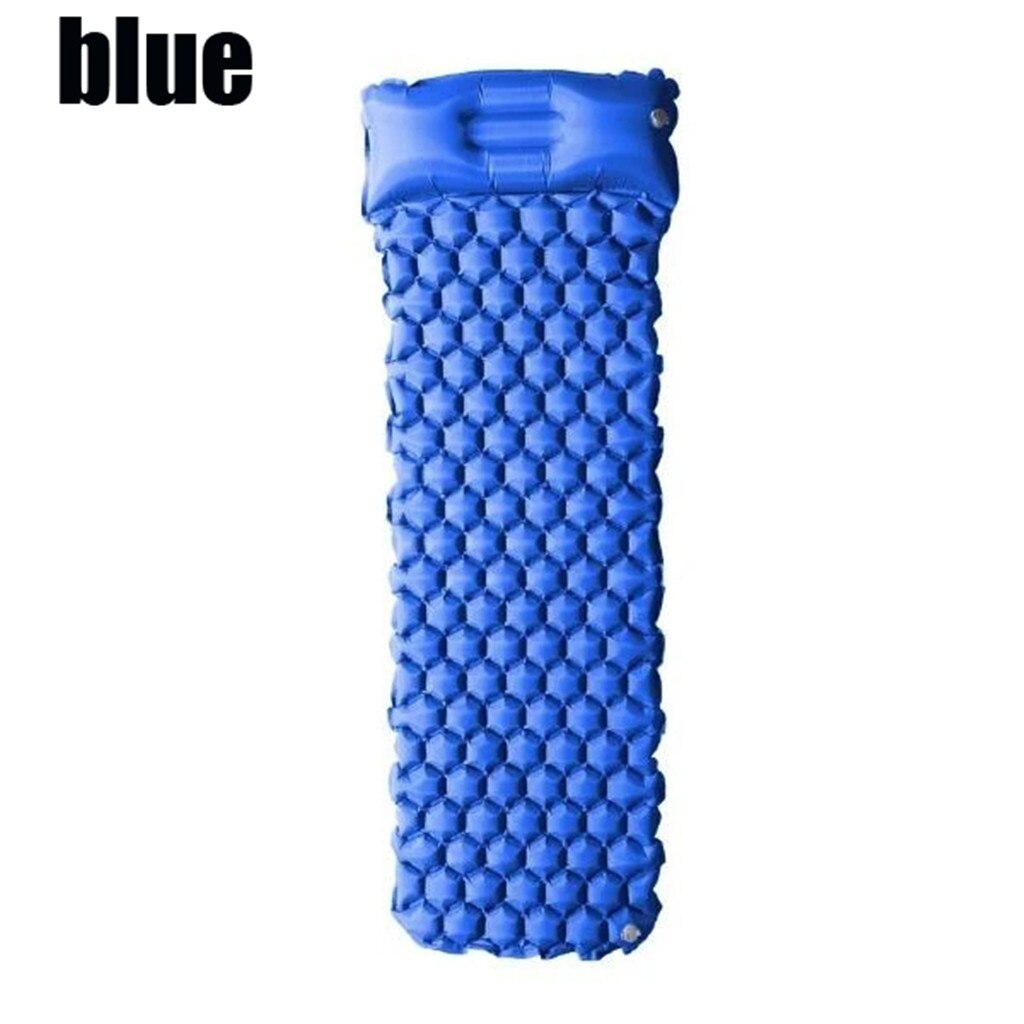 innovative sleeping pad fast filling air bag camping mat inflatable mattress with pillow life rescue 510g Nylon cushion pad#g3: Blue