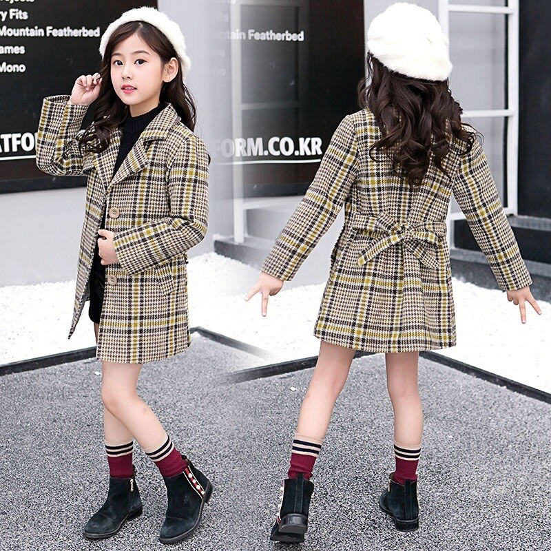 Nuovo Della Ragazza Dei Bambini del Cappotto di Autunno e di Inverno Modelli di Cappotto Della Ragazza Dei Bambini Cappotto Di Lana Nel Lungo Tratto Più di Ispessimento del Cotone 2-13T