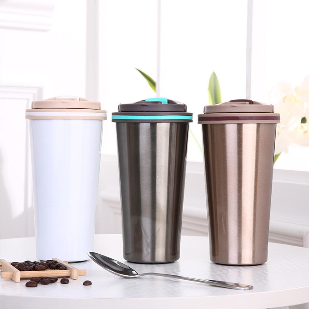 500Ml Rvs Thermosflessen Mok Koffie Beker Met Deksel Geïsoleerde Thermische Fietsen Water Koffie Mok Outdoor Water Flessen