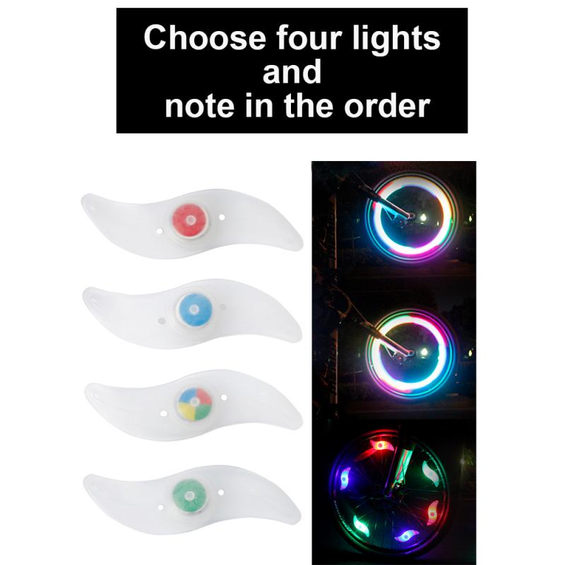 Reflectores LED de 3 modos de Flash para bicicleta, luz de radios de arco iris, pezón de rueda impermeable, accesorios de ciclismo de montaña, piezas de repuesto: Four lights
